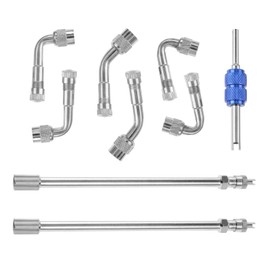 HZ-MONSTAR 9Pcs Valve Stem Extenders Dually Valve Stem Extenders, 45 90 135 Degree Angled Tire Valve Extension Adapter Universal Valve Stem Extensions Replacement for Truck RV Motorhome Pickup 5.91"