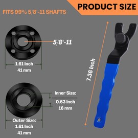 HOBEREROK Angle Grinder Wrench Adjustable and Nut Kit (5PCS) – 5/8-11 Lock Nut Fits Dewalt, Milwaukee, Makita, Ryobi, Bosch 4.5"/5"/7" Grinders for Quick Nut Removal & Disc/Wheel Replacement