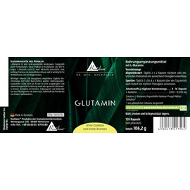 Glutamine according to Dr. Michalzik - Pure Vegetable L-Glutamine Highest Purity of 99.7%, 750 mg - No Additives - From Biotikon