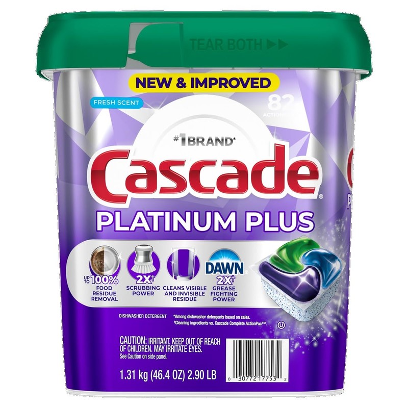 Cascade Platinum Plus Dishwasher Detergent, Fresh Scent, 82 Pacs with