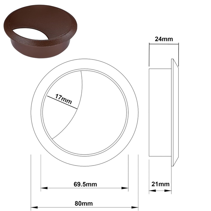 cyclingcolors 2 x Cable Grommets 70 mm Furniture Office Cable