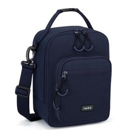 HanTrip - Bolsa de almuerzo aislada con correa ajustable para el hombro, fiambrera para mujeres y hombres, reutilizable portátil para oficina, trabajo, picnic (azul marino)