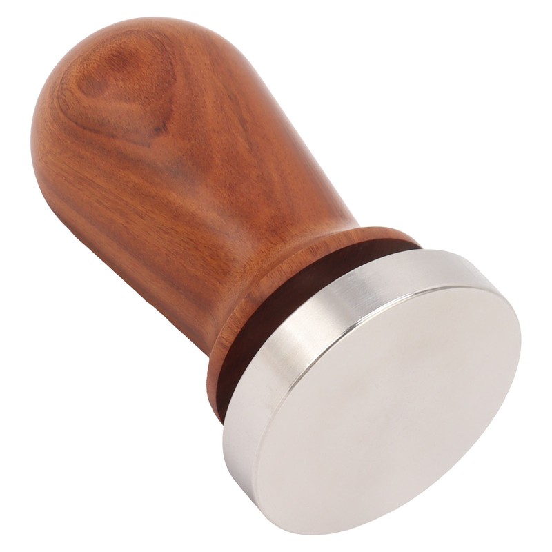 Coffee Tamper with Flat Stainless Steel Base Wooden Handle Coffee