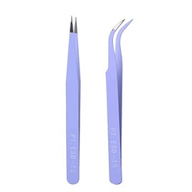 ZJchao Pinzas de Arte de Uñas de Acero Inoxidable de 2 pcs, Pinzas Antiestáticas de Color Pinzas de Manicura de Cabeza Recta Herramienta de Taladro de Bricolaje(01)