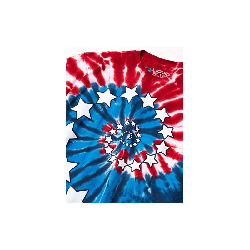 Liquid Blue Men's Stars and Stripes Spiral T-Shirt, Tie Dye,