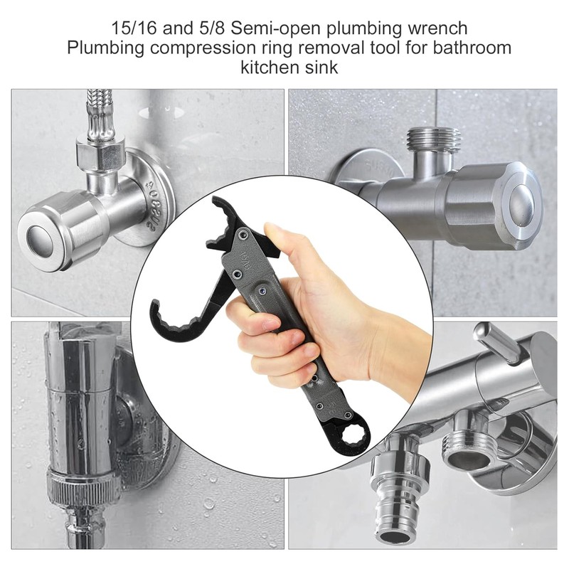 Plumbing Tools, 2 PCS Angle Stop Wrench Kit, Angle-on Wrench