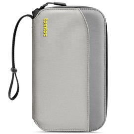 tomtoc Passport Holder Family with RFID Blocking, Passport Wallet Women Men, with Airtag & Sim Card Holder and Eject Pin, Travel Document Organizer with Wrist Strap, Up to 4 Passports, Water-resistant