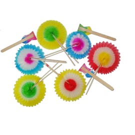 24 Sunflower Cocktail Sticks Sunbursts Paper Drink Decorations Party Tiki Retro Accessories