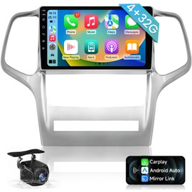 Car Radio for Jeep Grand Cherokee 2008-2013 [4G+32G] 5G Wi-Fi IPS Touchscreen, Stereo with Wireless Carplay/Android Auto/WiFi/GPS/SWC/Mirror Link/36 EQ Split-Screen Modes Backup Camera