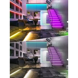 Ledagic Led Lights for Bedroom 100 ft (2 Rolls), 720Leds Super Bright RGB Led Strip Lights with 60 Keys Remote and App Control, Music Sync Color Changing Lights for Room, Party, Home Decor