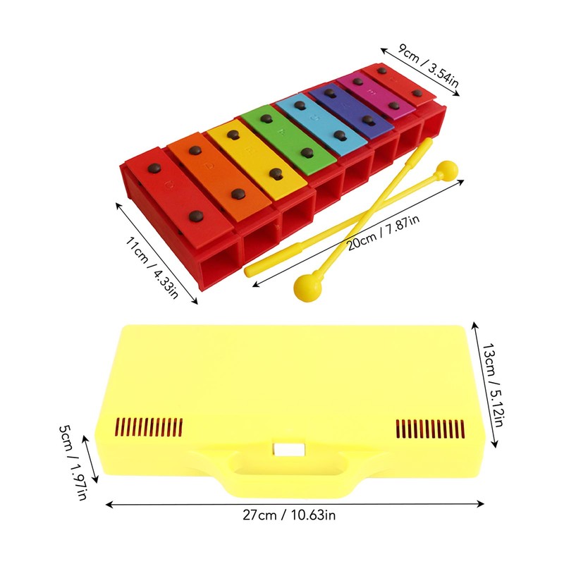 8 Notes Xylophone Colorful Educational Glockenspiel Xylophone Instrument with 2