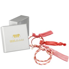 HAARallerliebst Hair Scrunchies Bracelets (Pack of 5) with Storage Box (White - Pink Salmon)