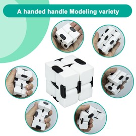 Infinitycube Fidget Toy Stress Relieving Fidgeting Game for Kids and Adults,Cute Pocket-Sized Unique Gadget for Anxiety Relief and Kill Time (White/Black)