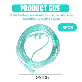 Oxygen Glasses Nose Glasses, 3 m Nose Glasses for Oxygen Device, Pack of 5 Nose Glasses, Oxygen Tube, Nose Glasses, Oxygen Glasses for Oxygen Device, Respiratory Therapy and Inhalation