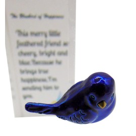 Westmon Works The Bluebird of Happiness Legend Pocket Charm Set Little Good Luck Token Bird Figurine with Story Card