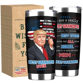 Hawkrown Trump Grandpa Gift - Funny 20 oz Trump Tumbler, Christmas Gift for Grandpa, Grandpa Birthday Gifts, Appreciation Gifts for PaPa,Grandpa Fathers Day Gift from Grandson Granddaughter and Wife