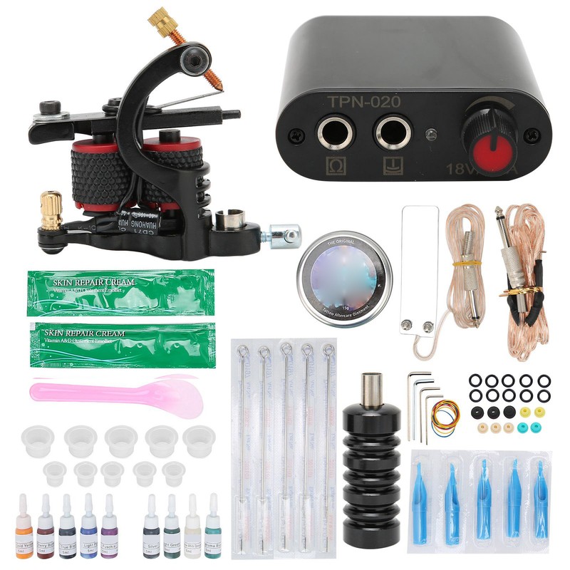 10 Wraps Tattoo Coil Machine Set Mini Tattoo Power Supply