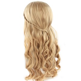 Discoball Long Blonde Wig Fancy Braided Wig Curly Fancy Dress Wigs Blonde Wigs Cosplay Costume Ladies Wig Party Free Wig Cap