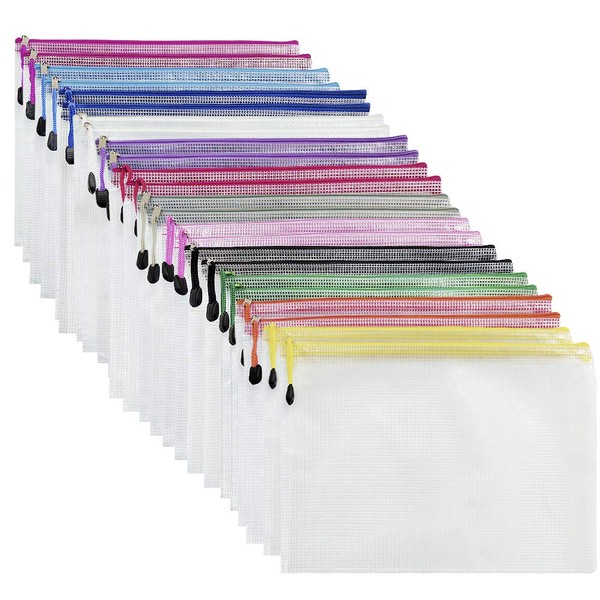 Plastic Wallets A5-24 Pcs Plastic Folders Document Wallets A5 Ziplock