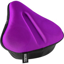 Bikeroo Bike Seat Cushion - Padded Gel Bike Seat Cover, Compatible with Peloton, Adjustable for Men & Womens Comfort on Stationary Exercise, Mountain and Road Bicycle Seats
