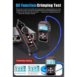 NF-8209S Network Cable Tester, RJ45 Ethernet Tester for POE/Cat5/Cat7/Cat6a/Cat6/Cat5e, Wire Mapper, Length, Open/Short, Wire Fault Locator, Ethernet LAN Network Toner Tool