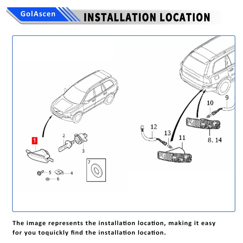 GolAscen 2 PCS Car Fog Light Lamp Driver Side OR