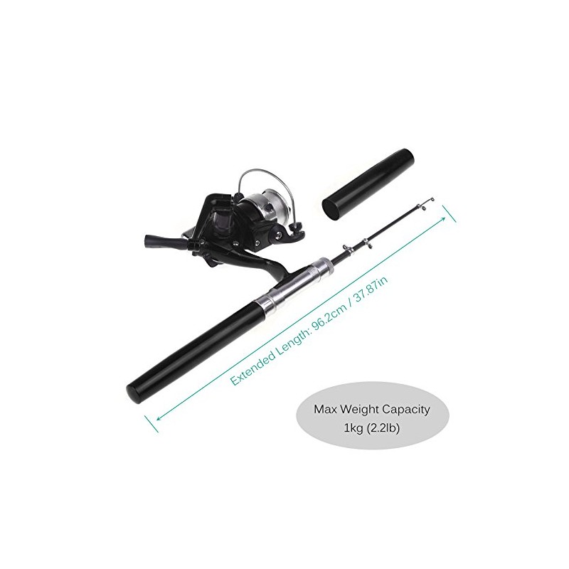 Qingeer Mini Aluminum Pocket Fishing Rod Pole + Reel