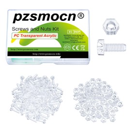 Pzsmocn 200pcs/100sets M4 PC Clear Acrylic Screws and Nuts Kit M4*10mm Plastic Screw PC Clear Acrylic Cross Hand Solid Round Screw and M4 Hex Nut Kit