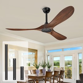 Jayjuly 52 in Ceiling Fan with Remote Outdoor/Indoor Ceiling Fans Reversible DC Motor for Patios Bedroom Living Room (Walnut)