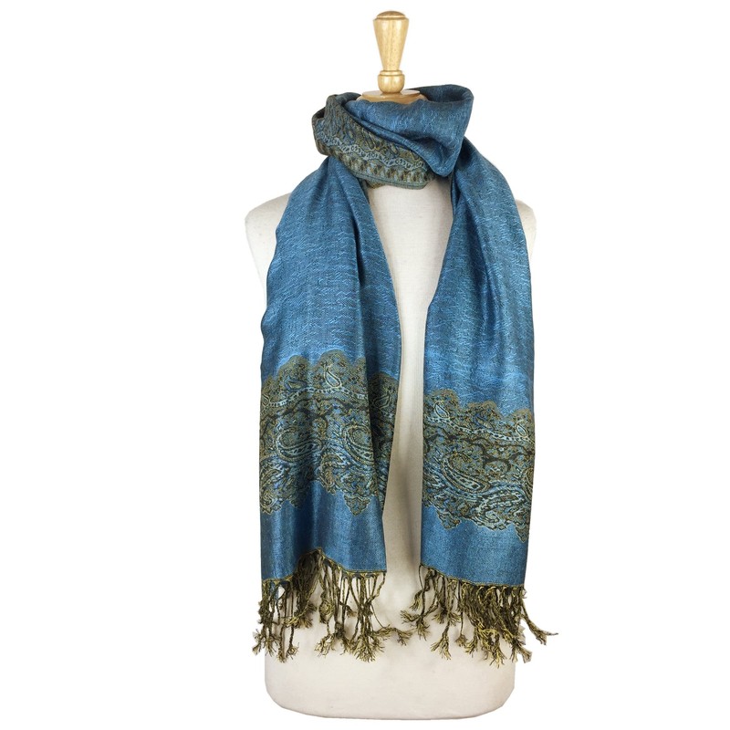 Paskmlna Chal de pashmina de doble capa reversible con patrón