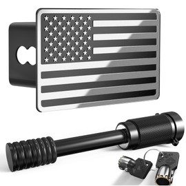 2.5 Inch American Flag Trailer Hitch Cover Plug with 5/8-Inch Pin Diameter Trailer Hitch Lock,2 1/2 Inch Hitch Cover Fits for 2.5 Inch Receivers,Chrome