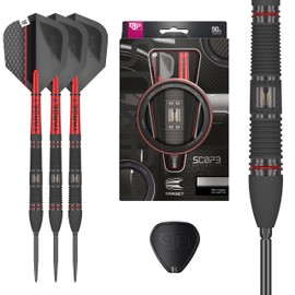 Target Darts Scope Swiss Point Steel Darts, 90% Tungsten Dart Set, Barrel 02-25G | Steel Darts Set, Darts in Red & Black, Professional Dart Set with Swiss Points & Tool