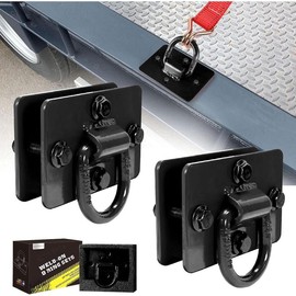 1/2" D Rings for Trailers Heavy Duty Trailer Tie Down Rings,Max 12,000 Lbs,Includes All Mounting Hardware, Forged Steel Bolt on D Ring,Large Trailer Tie Down Anchor Points 2 Pack Black - Colour: black