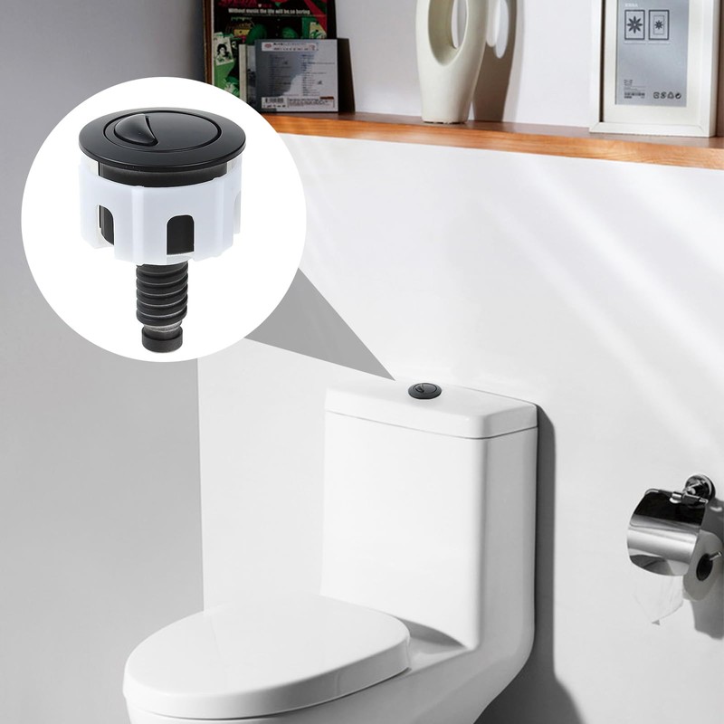 2 PCS Toilet Flush Button, Black Round Head Dual Toilet