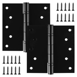 5 Inch Stainless Steel Door Hinges, Heavy Duty Commercial Door Hinges Ball Bearing Hinges for Exterior & Interior Doors, 5" (127mm) x 5" (127mm) Door Hinge with Square Corners, 2 Pack - Black