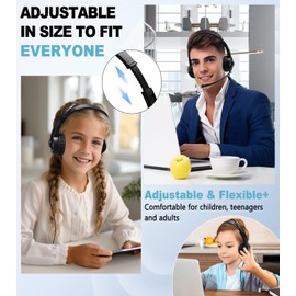 Ladont Wired Headset with Microphone for Computer PC Laptop, 3.5mm Jack Headset with Clear Chat Mic for Office-Black (1 Pack)