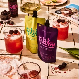 Filthy Black Cherry Syrup, Cocktail Mixer, Black Cherry Syrup, Non-GMO, Gluten Free, Vegan, Made from All Natural Wild Italian Amarena Cherries, 8 Oz Pouch, 3 Pack