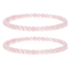 Landorilo 4 mm Stretch Bracelet Made of Real Natural Stone Beads, Healing Stone Bracelet, Yoga Bracelet for Women, Men, Lucky Bracelet, Friendship Bracelet, Replacement Beads Included, Stone, Agate