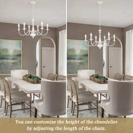 Generies Farmhouse Chandelier for Dining Room Light Fixture French Country Chandelier 6 Lights Rustic Kitchen Pendant Lights White Chandeliers for Living Room