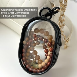 Clear Figure Display Bag with Keychain, Portable Figures Storage Bag Doll Display Case Small Hanging Blind Boxes Zipper Closure Collectibles Organizer