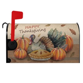 Dacawin Happy Thanksgiving Mailbox Cover Pumpkin Fall Harvest Magnetic Mailbox Wraps Thankful Turkey Letter Post Box Cover Standard Size for Home Festival Holiday Outdoor 21 x 18 Inch