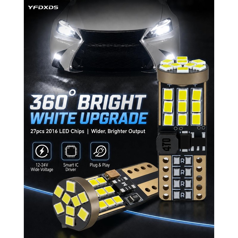YFDXDS 194 T10 W5W LED Bulbs White, 168 2825 Replacement
