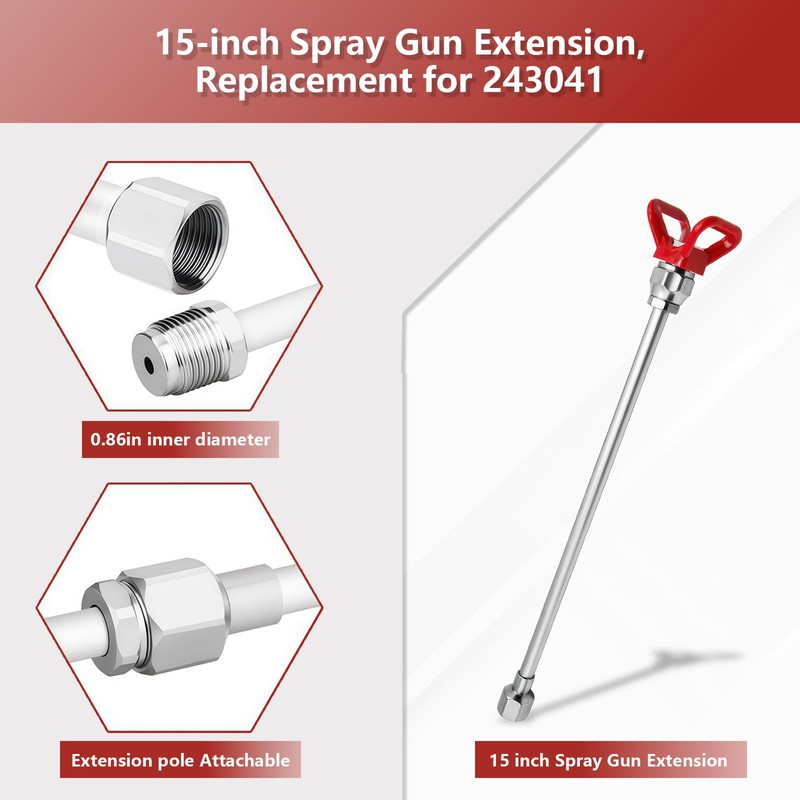 15-inch Airless Paint Sprayer Gun Extension & 7/8" Thread RAC