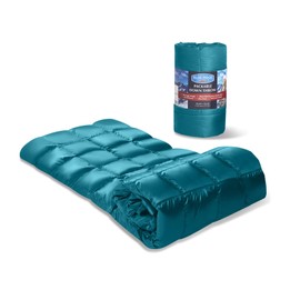 Down Throw Camping Blanket - Packable Lightweight Down Throw Blanket for Outdoor Travel Hiking Picnic RV, Puffy Warm Blanket 60" x 70" with Carry Bag, 650 Fill Power