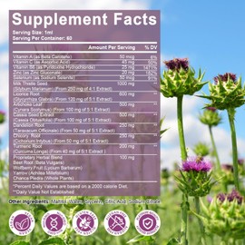 ORGEUOS Milk Thistle Liver Cleanse Detox & Repair Supplement Liver Support Liquid Drops with Dandelion Extract, Artichoke