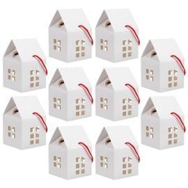 LALAFINA 10Pcs House Shaped Boxes House Shaped Paper Candy Box Kraft Paper Packing Boxes for Wedding Christmas Party, White