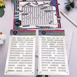 Alinacutle 82 Sentiments Stripe Clear Stamps with Tag Die, Sentiment Stamp Banner,Paper Craft Metal Die Cuts,Scrapbooking Cutting,2PC Stamp Sheets + 1PC Cutting DIE