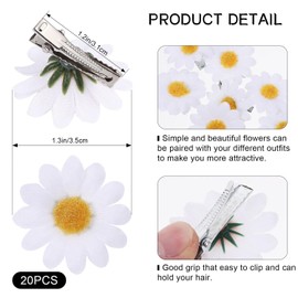 Pack of 20 Daisy Hair Clips with 1 Piece Mesh Drawstring Bag, Sunflower Hair Clips, Cute Hair Clips for Girls, Flower Side Clips, Non-Slip Hair Clips, Alligator Clips
