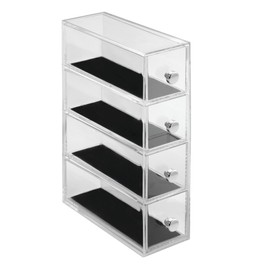InterDesign Clarity 4 Drawer Flip Tower Jewelry Box, Clear