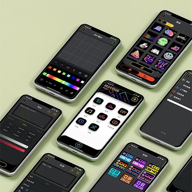 Luminea LED Display Board: Programmable LED Picture Frame with 64